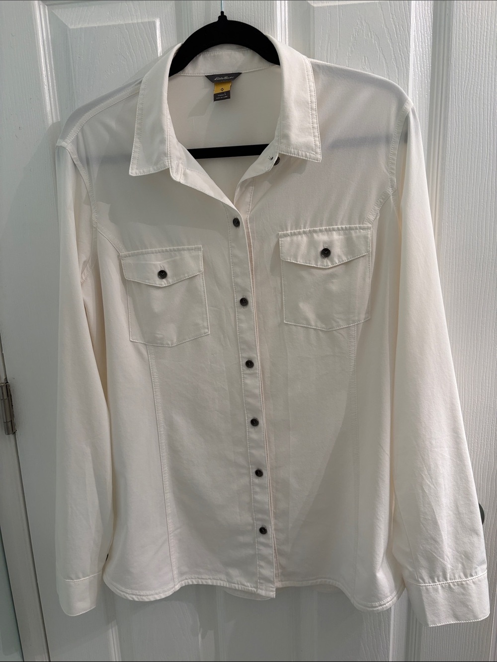 Eddie Bauer Ivory Long-Sleeve Button-Down Shirt